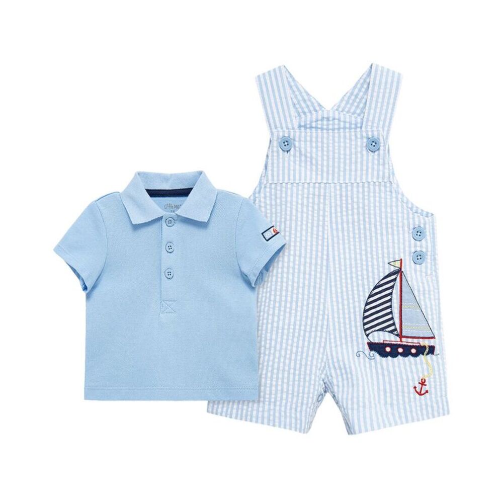 Little Me Baby-Boys  Sailboat Shortall Set